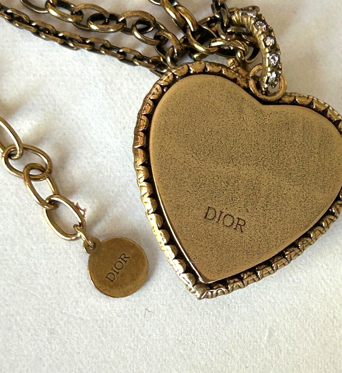 【Dior】Heart charm multi-chain necklace CHRISTIAN DIOR Necklace Multi Chain Antiqued Gold Tone Heart