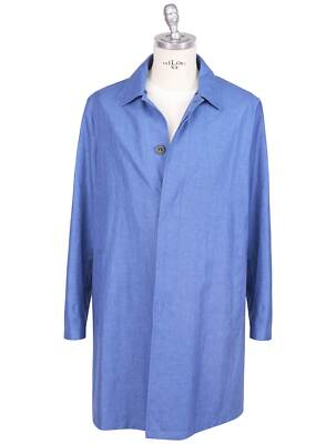 Kiton Blue Linen Virgin Wool Pl Silk Overcoat TC224 Man