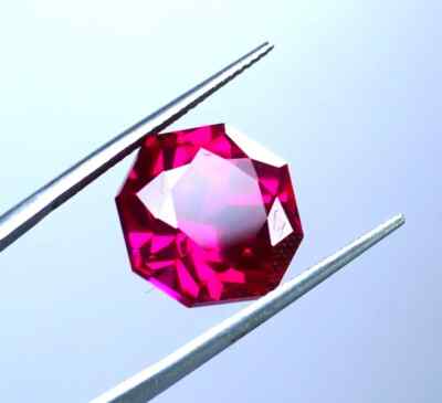 A+ Natural GIE Certified Burma Pink Ruby 10.55 Ct+ Hexagon Cut Loose AG Gemstone