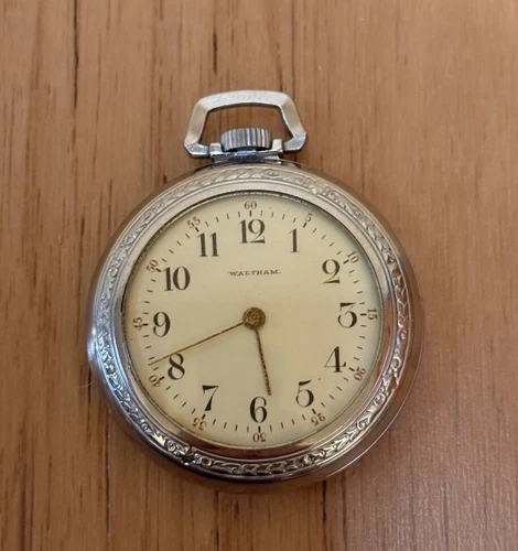 Antique Silver Tone 1898 Waltham Seaside Pocket Watch Size 6s 15j