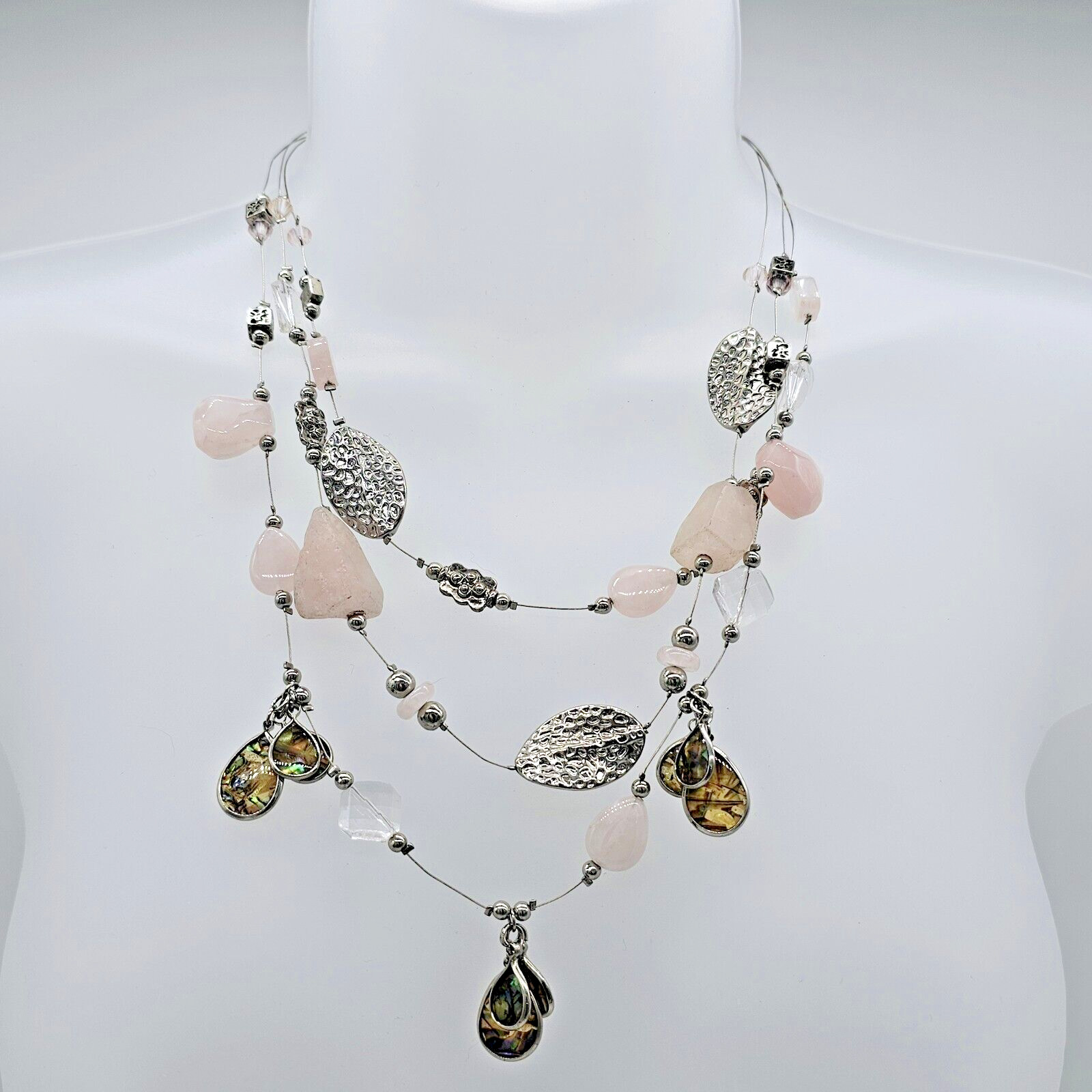 Chico's Statement Necklace Multi Layer Abalone St… - image 5