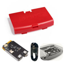Game Boy Advance GBA USB-C Battery 1800 mAh 3.7 V w/ RED Battery Cover and Cable