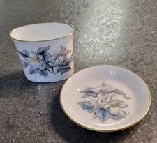 Vintage Royal Worcester 2 Piece Smoking  Trinket or  Vanity Set Fine Bone China 