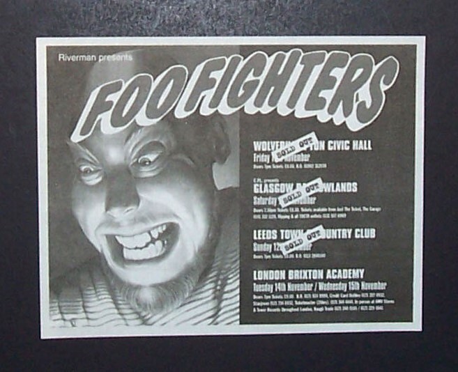Foo Fighters Debut 1st Album Tour 1995 Mini Poster Type Concert Ad ...