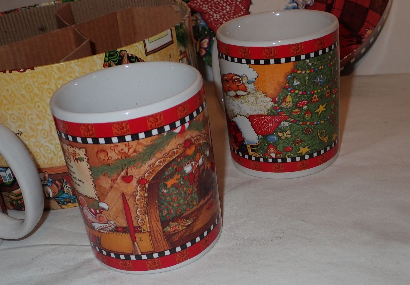 Lot of 4 TII Collections SANTA MUG IN COLOR Christmas Holiday Mugs Set in Box eBay