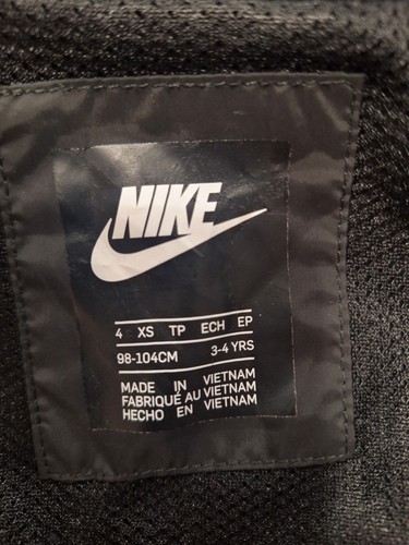 NIKE Little Boys Full-Zip Black Lightweight Hooded Windbreaker Jacket: Size 4 XS - Picture 3 of 5