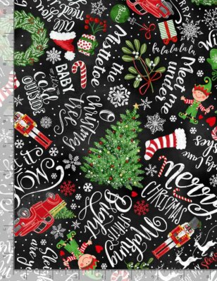 Christmas Fabric | Peace Joy Love Holiday Word Toss | Timeless Treasures YARD