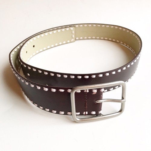 Aeropostale Brown Leather Belt Light Pink Ribbon Women’s Size Medium M - Picture 1 of 9