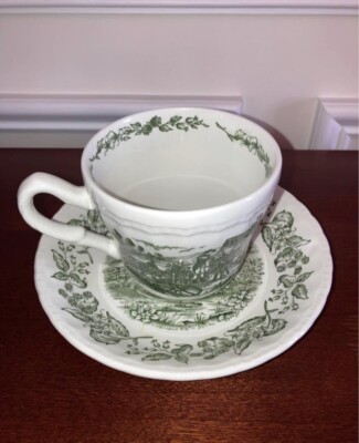 Vintage Staffordshire Royal Art Pottery Countryside Cup And Saucer