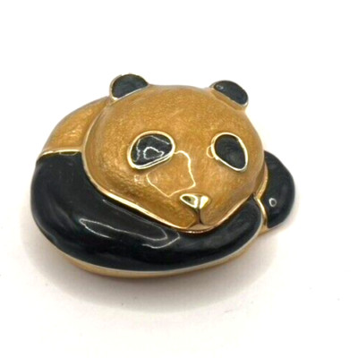 Estée Lauder Knowing Solid Perfume Enamel Panda Bear Compact Vintage Collectable