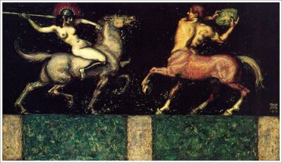 Amazone und Kentaur Brunnenentwurf Zentaur Franz von Stuck A3 32