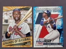 Hank Aaron 2021 Topps Opening Day Legends LOB-7 & Outstanding OOD-10 Braves
