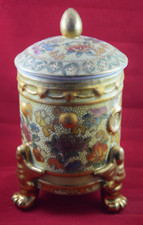Oriental Satsuma Style Claw Foot Design Lidded Jar
