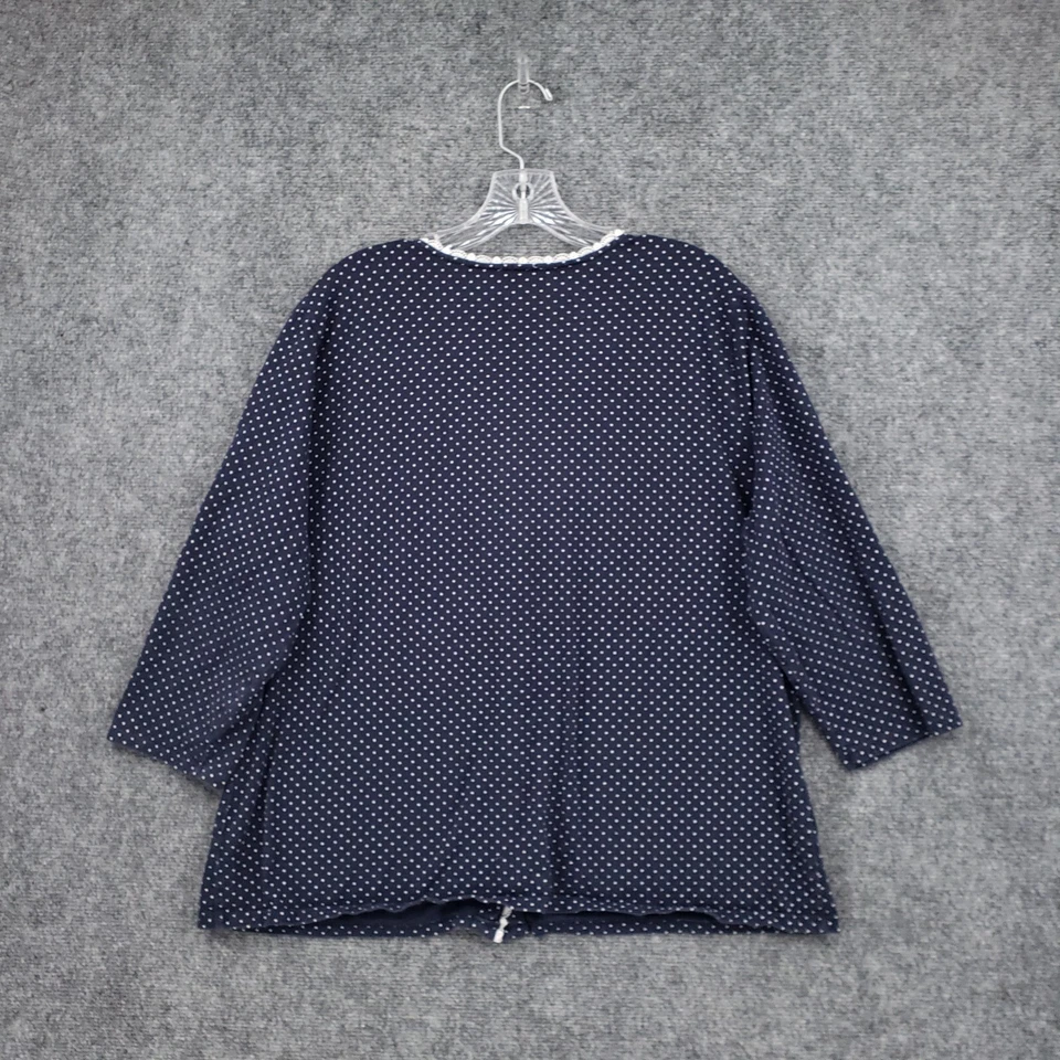 Cárdigan Talbots para mujer 2X Plus azul cuello en V lunares abotonados manga 3/4 tejido Foto 2 de 4