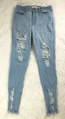 Vibrant MIU Denim Jeans Sz 11 W29 Distressed Made In USA Stretch Skinny Juniors 