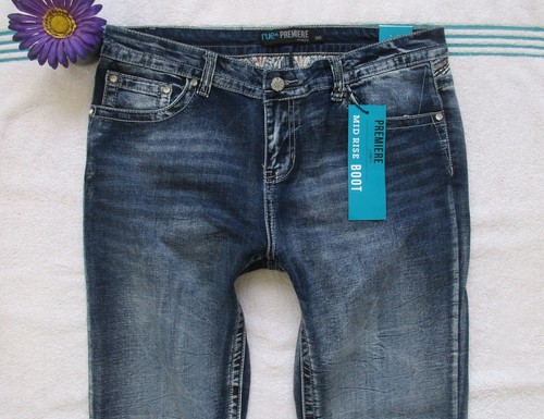 Neu RUE 21 Premiere Jeans Größe 14 Damen Mid Rise Bootcut Denim