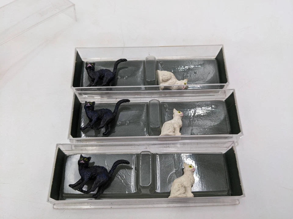 Preiser Lote De 6 (3 Pares) Miniaturas Figura Gato Pintado A Mano Negro Blanco 2353 Foto 3 de 4