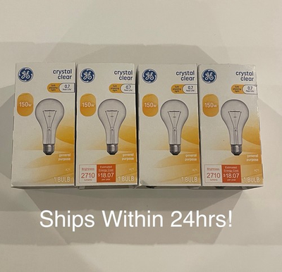 #ad Pack Of 4 GE Crystal Clear Light Bulbs 150W A21 amp; FREE SHIPPING $26.00