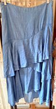 Vintage Collection Blue Long Layered Lyocell Denim Skirt Sze XL Prairie Boho