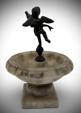 19th Century Grand Tour Italian Bronze & Carrara Marble Miniature Fountain