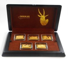 FIJI 2017 &ndash; Exklusives 5er-Set Premium Size Gold Bar Springbok  5&times;5 Dollar &bull; 999