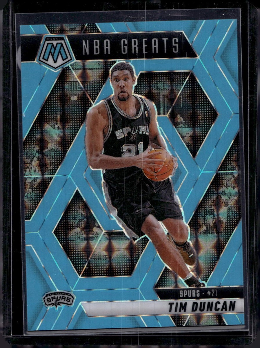 2024-25 Panini Mosaic #291 Tim Duncan Blue Fluorescent Mosaic #/75
