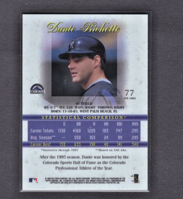 1998 TOPPS GOLD CLASS 3 RED LABEL MISSING SERIAL #77 DANTE