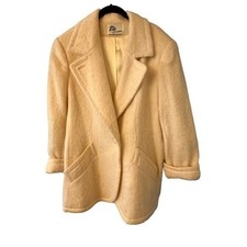Riel Coat Company Wool Mohair Blend Blazer Jacket Cream Size 16
