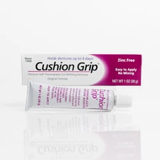 Cushion Grip Thermoplastic Denture Adhesive 1 Oz - 100% Waterproof & Zinc Free