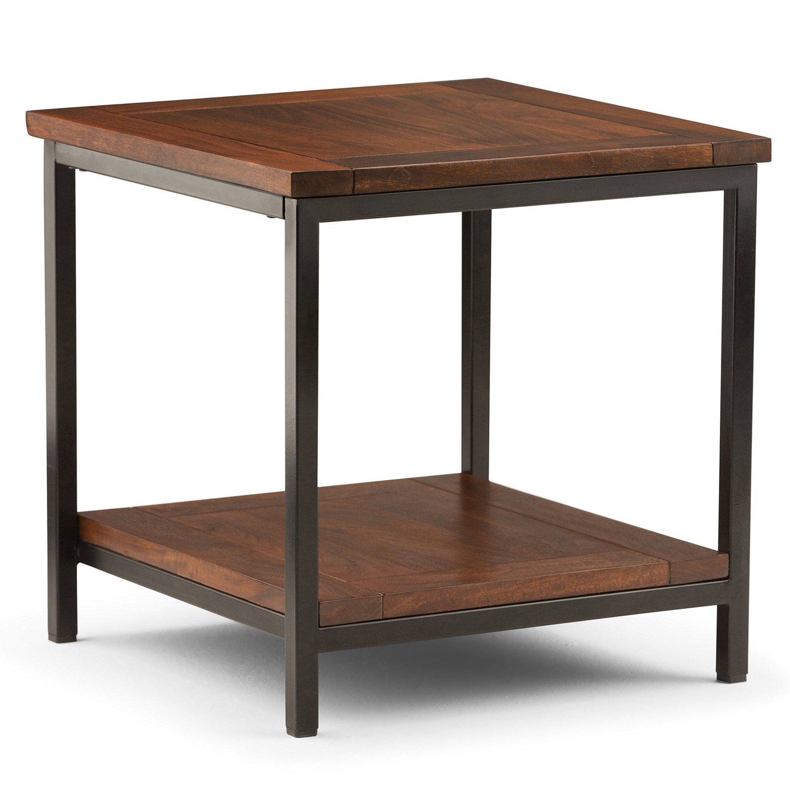 Skyler End Table - 22 inch Wide Solid Mango Wood and Metal S