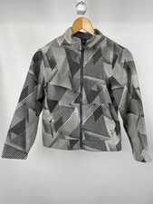 Eddie Bauer Kids Fleece Jacket Small 7/8 Gray Geometric Full Zip Polyester