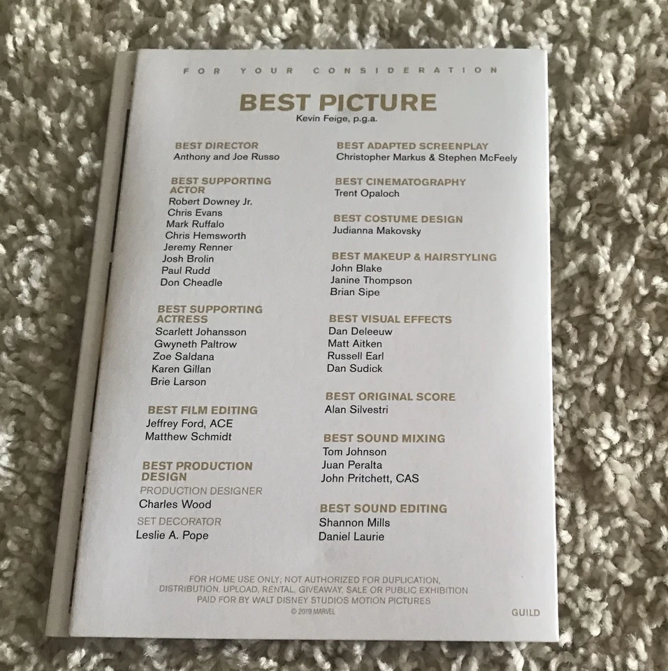 AVENGERS ENDGAME & AGENTS OF SHIELD FYC ACADEMY DVDS MARVEL STUDIOS MCU - Image 3 of 4