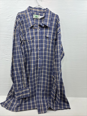New Men s Mesquite Blue Flannel Long Sleeve Peal Snap 3XL E-57