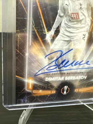 2024-25 Topps Chrome UCC Dimitar Berbatov Black Lazer Auto Orange