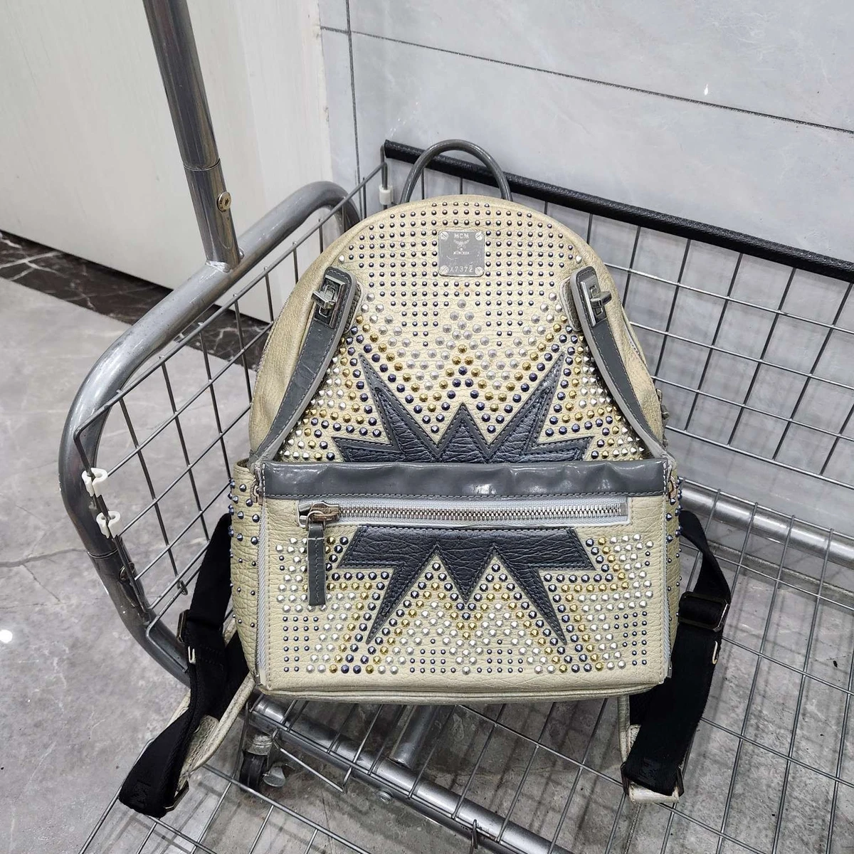MCM Munchen Metallic Silver Stud Backpack Limited Edition. W COA & Dustbag. MCM Men main image 4