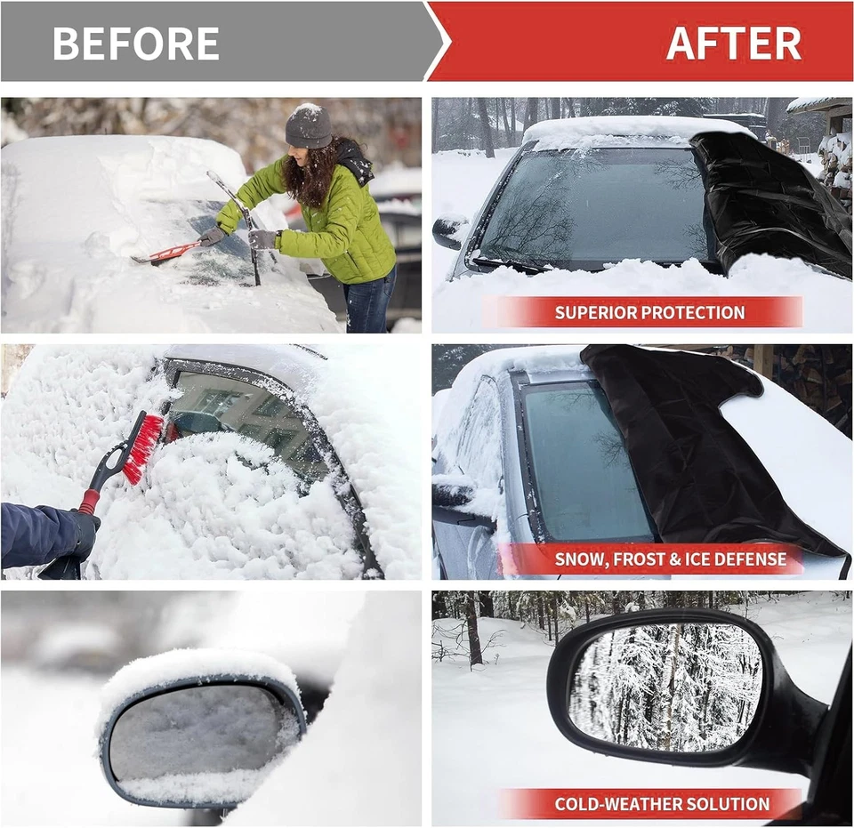 For Chevy Silverado Truck Windshield Snow Cover Anti Frost w/ Side Mirror Covers - Изображение 3 из 4