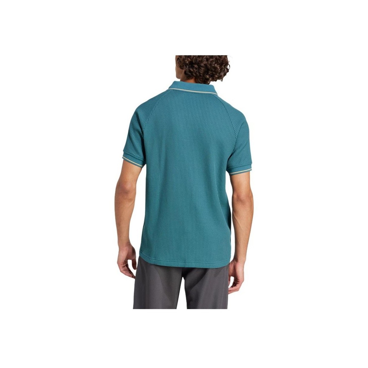 adidas Originals Waffle Knit Retro Striped Short Sleeve Polo Shirt 