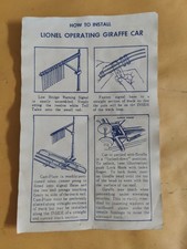 LIONEL 3376 Bronx Zoo Giraffe Car Instructions Dated 6/60