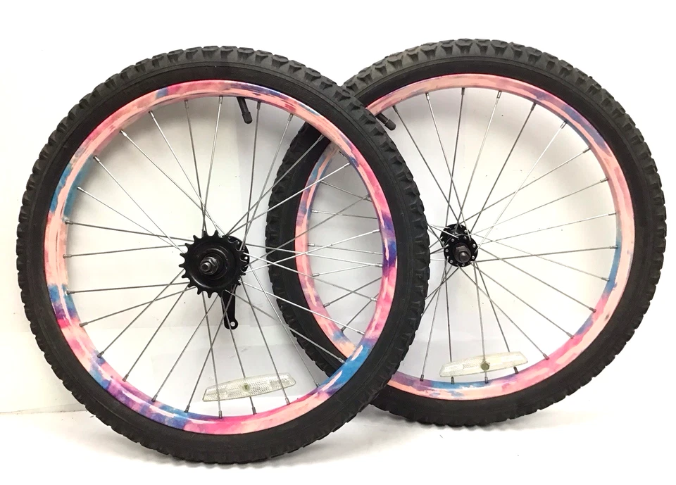 20 Zoll Fahrrad pink blau Laufradsatz vorne, hinten Rücktrittbremse 2,125" Reifen Fahrrad #Z56
