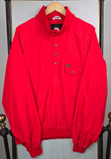 VTG EDDIE BAUER Mens XL Lightweight Nylon Anorak Windbreaker Jacket 1/4 Snap Red