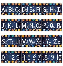 12 Pcs Alphabet Bulletin Board Set Space Themed Alphabet Poster for Preschool...