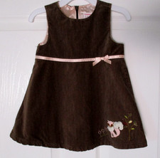 Vintage 2003 Gymboree Fox Trot Brown Corduroy Dress Jumper Size 12-18 Months