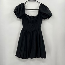 Windsor Medium Mini Dress Womens Black Puff Sleeve Bubble Hem Corset