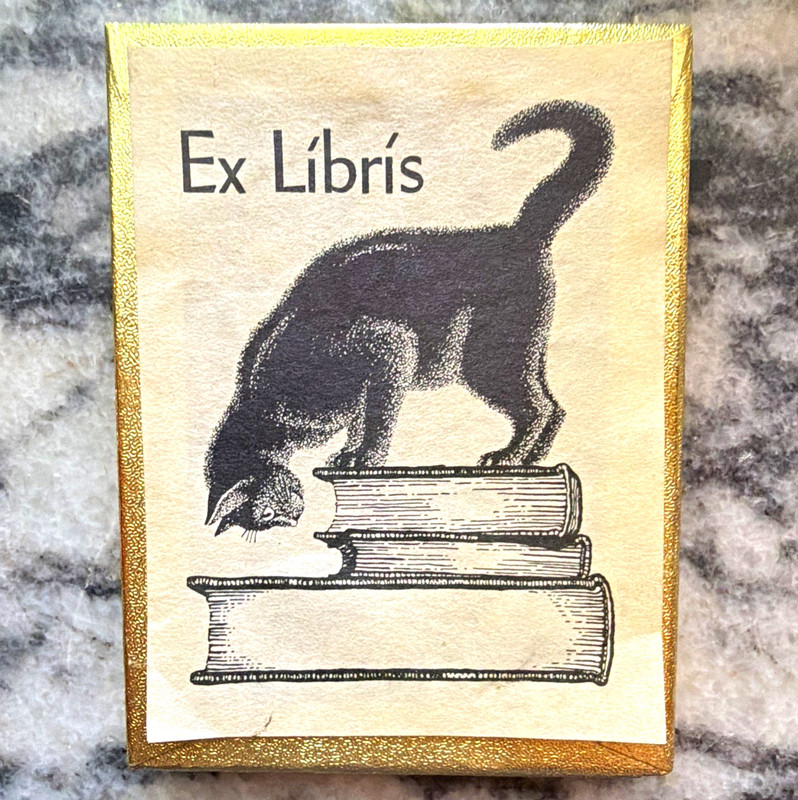 Antioch Bookplate Company Ex Libris Cat on Books Illustrated Bookplates