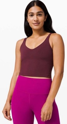 Lululemon Align Cropped Tank Black Plum Cassis Nulu Shelf Bra Top Sz 6