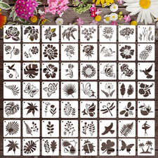 56 Pack Flower Stencils for Painting, Butterfly and Bird, 3 Inch