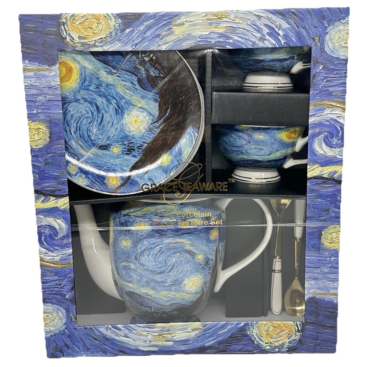 GRACE TEAWARE Vincent vanGogh Starry Night 7-Piece Porcelain Tea
