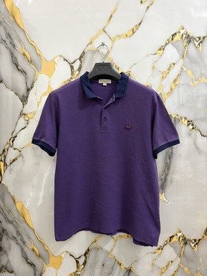 Burberry London Poloshirt Lila XL 100% Baumwolle Logo Metall - Größe XL  