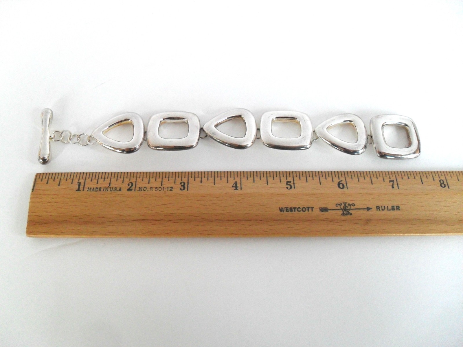 Sterling Silver Square Triangle Shapes Puffed Lin… - image 2