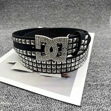 Y2K Waist Belt Women's Rhinestone Punk Leather Accessory